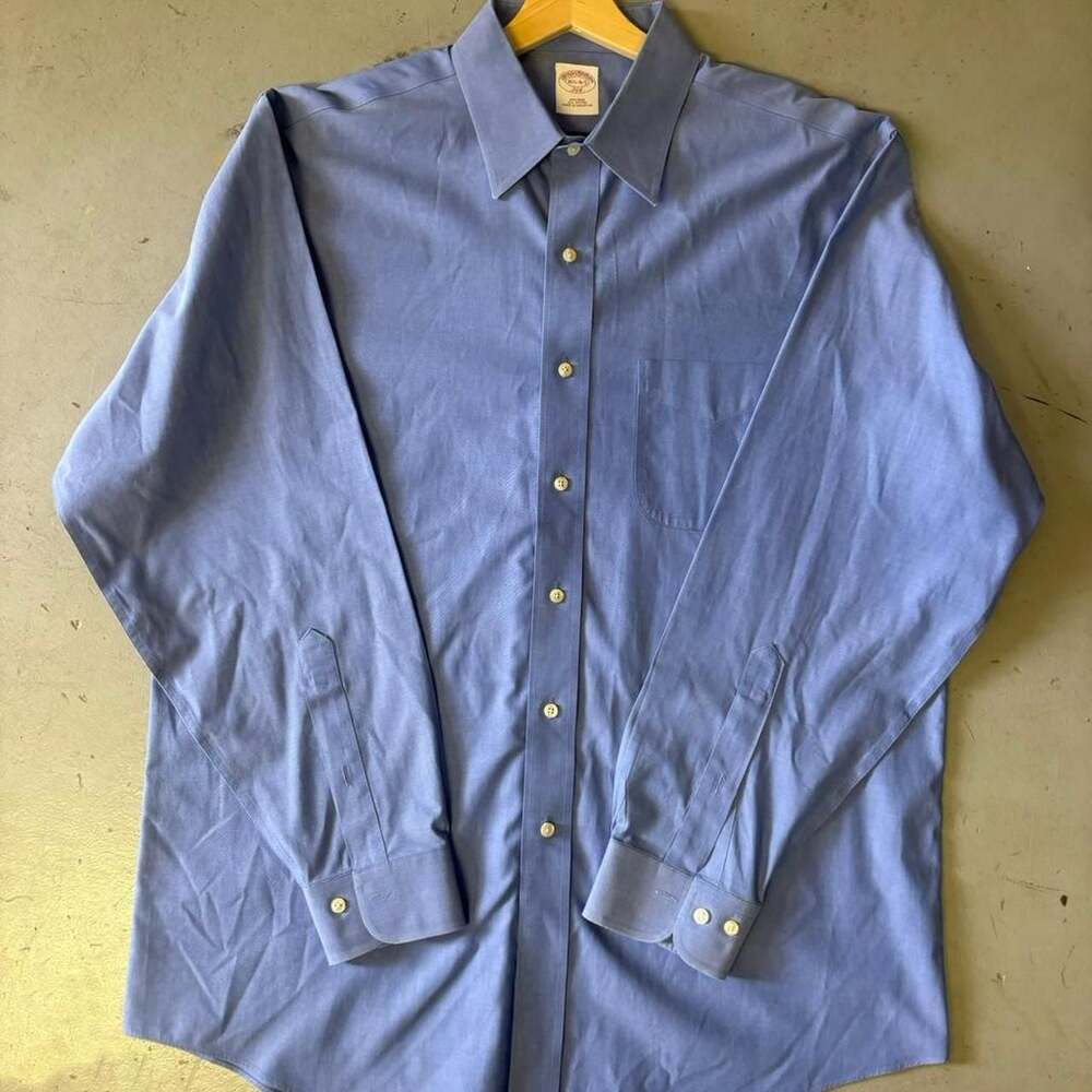 Brooks Brothers 346 Non-Iron Dress Shirt Blue Long Sleeve 16 1/2-4/5